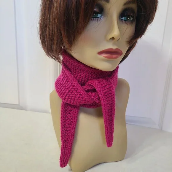 Sophie Scarf Classic Design Small Double Wrap Handmade Knitted Acrylic Magenta - Picture 10 of 15